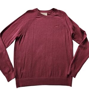 Y2K 2010s Hollister Mens Burgundy Preppy Crewneck Sweater Sz XL